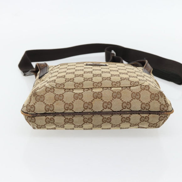 GUCCI GG Canvas Shoulder Bag Beige Silver 122793 Auth 181168