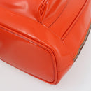 GUCCI Bamboo Shoulder Bag Patent leather Orange Silver Auth 181171-9