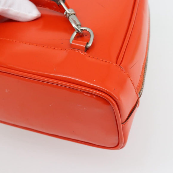 GUCCI Bamboo Shoulder Bag Patent leather Orange Silver Auth 181171