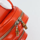 GUCCI Bamboo Shoulder Bag Patent leather Orange Silver Auth 181171-17