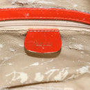 GUCCI Bamboo Shoulder Bag Patent leather Orange Silver Auth 181171-18