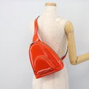 GUCCI Bamboo Shoulder Bag Patent leather Orange Silver Auth 181171-23