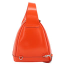 GUCCI Bamboo Shoulder Bag Patent leather Orange Silver Auth 181171-2