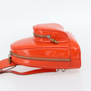 GUCCI Bamboo Shoulder Bag Patent leather Orange Silver Auth 181171-3