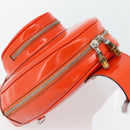 GUCCI Bamboo Shoulder Bag Patent leather Orange Silver Auth 181171-6