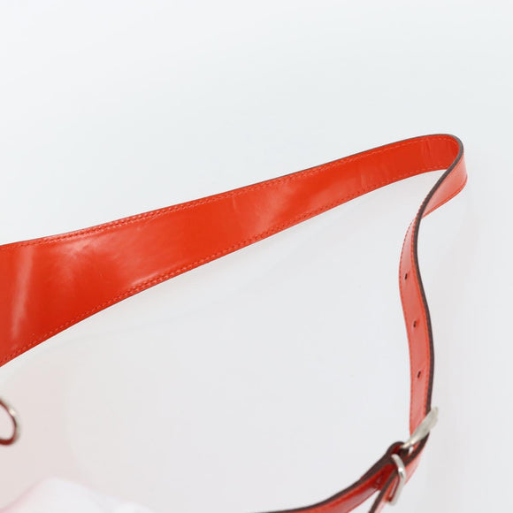 GUCCI Bamboo Shoulder Bag Patent leather Orange Silver Auth 181171