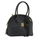 MCM Logogram Vicetos Hand Bag PVC 2way Black Gold Auth 181172-1