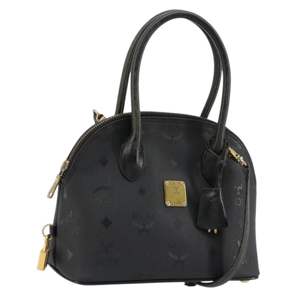 MCM Logogram Vicetos Hand Bag PVC 2way Black Gold Auth 181172