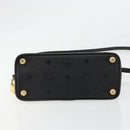 MCM Logogram Vicetos Hand Bag PVC 2way Black Gold Auth 181172-5
