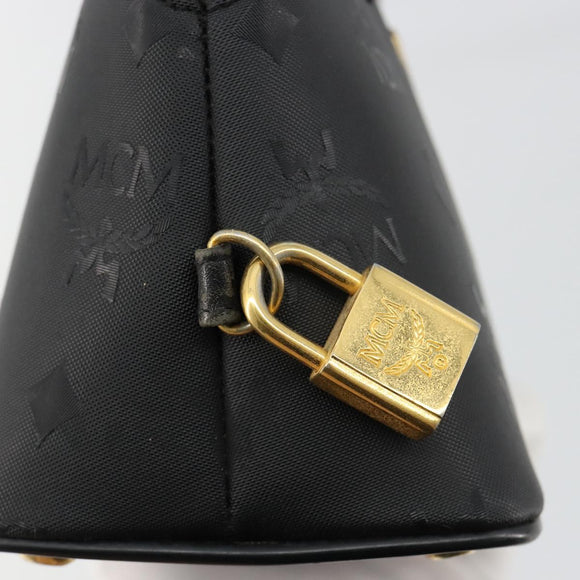 MCM Logogram Vicetos Hand Bag PVC 2way Black Gold Auth 181172