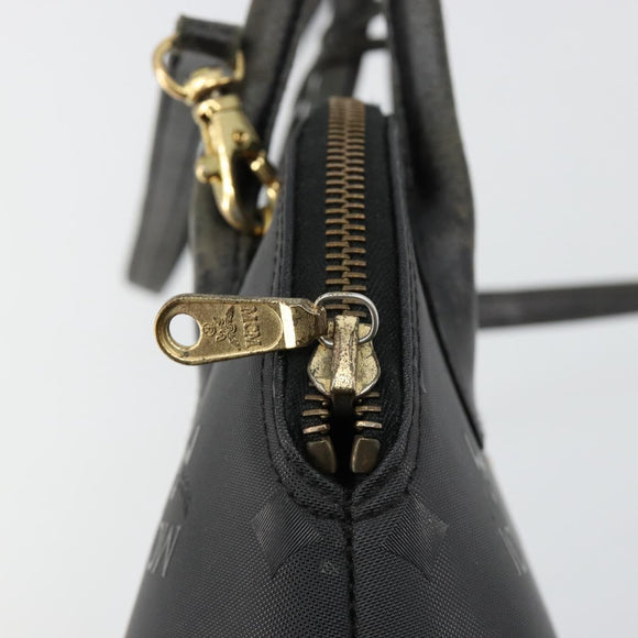 MCM Logogram Vicetos Hand Bag PVC 2way Black Gold Auth 181172