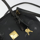 MCM Logogram Vicetos Hand Bag PVC 2way Black Gold Auth 181172-10
