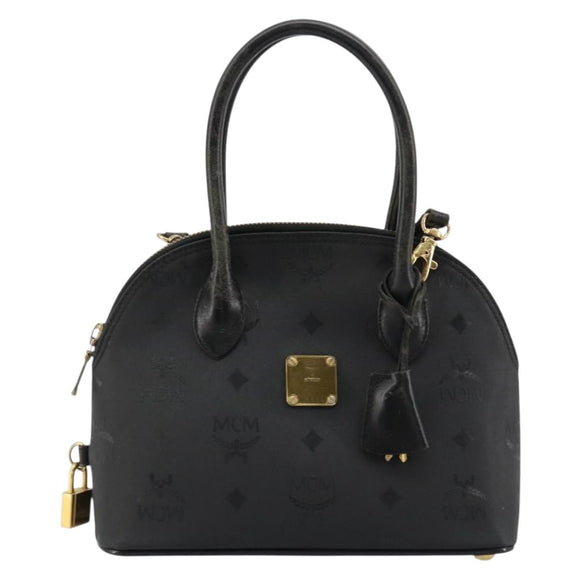 MCM Logogram Vicetos Hand Bag PVC 2way Black Gold Auth 181172