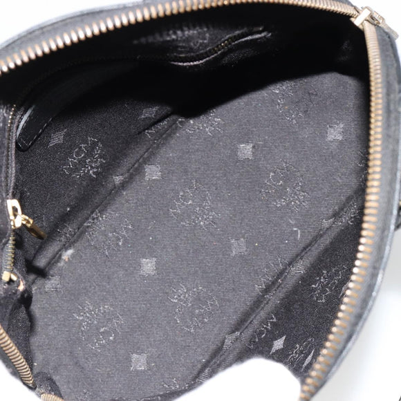 MCM Logogram Vicetos Hand Bag PVC 2way Black Gold Auth 181172