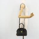 MCM Logogram Vicetos Hand Bag PVC 2way Black Gold Auth 181172-25