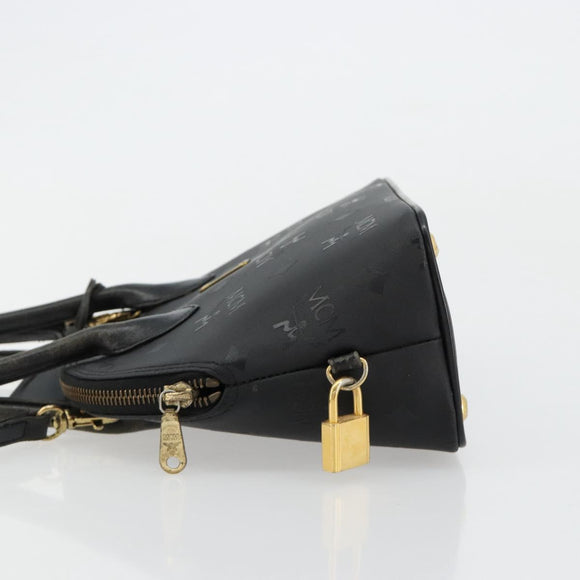 MCM Logogram Vicetos Hand Bag PVC 2way Black Gold Auth 181172