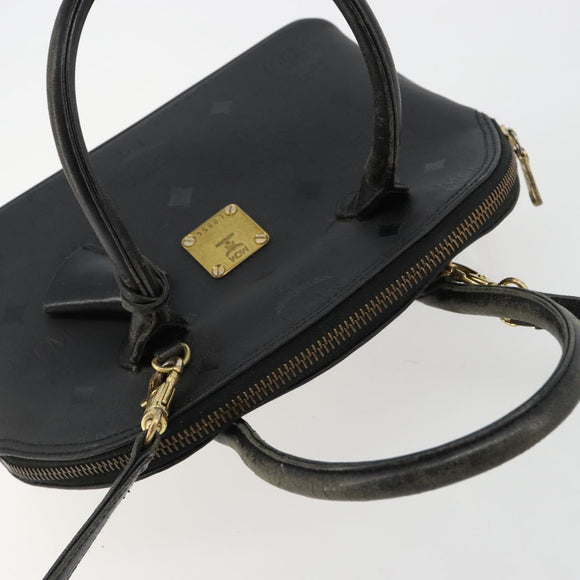 MCM Logogram Vicetos Hand Bag PVC 2way Black Gold Auth 181172