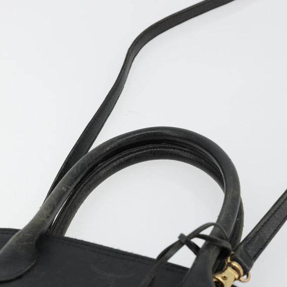 MCM Logogram Vicetos Hand Bag PVC 2way Black Gold Auth 181172