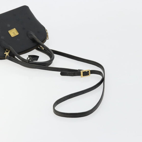 MCM Logogram Vicetos Hand Bag PVC 2way Black Gold Auth 181172