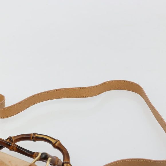 GUCCI Bamboo Hand Bag Suede 2way Beige Gold 000 1364 0316 Auth 181173
