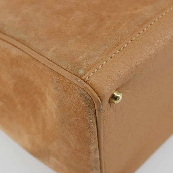 GUCCI Bamboo Hand Bag Suede 2way Beige Gold 000 1364 0316 Auth 181173