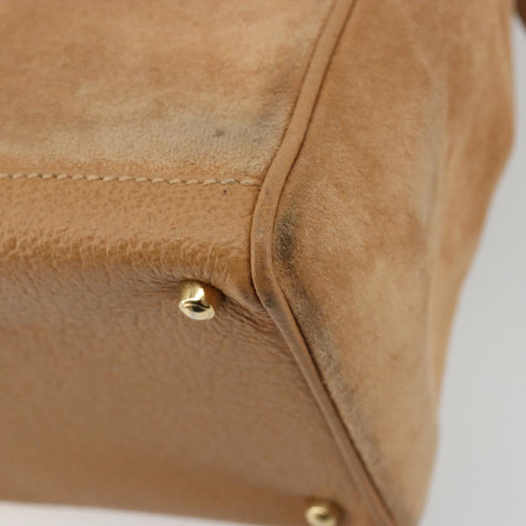 GUCCI Bamboo Hand Bag Suede 2way Beige Gold 000 1364 0316 Auth 181173