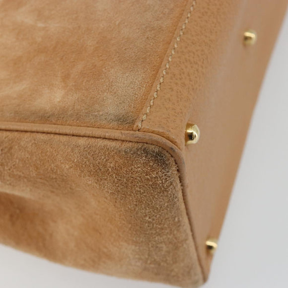 GUCCI Bamboo Hand Bag Suede 2way Beige Gold 000 1364 0316 Auth 181173