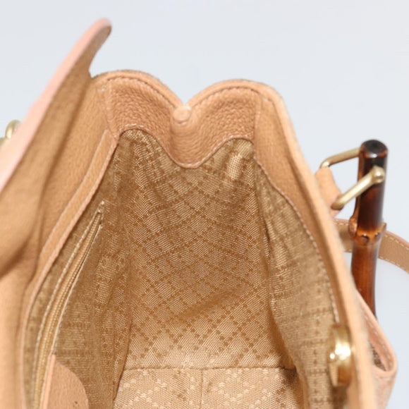 GUCCI Bamboo Hand Bag Suede 2way Beige Gold 000 1364 0316 Auth 181173