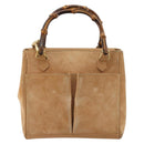 GUCCI Bamboo Hand Bag Suede 2way Beige Gold 000 1364 0316 Auth 181173-13
