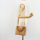 GUCCI Bamboo Hand Bag Suede 2way Beige Gold 000 1364 0316 Auth 181173-24