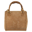 GUCCI Bamboo Hand Bag Suede 2way Beige Gold 000 1364 0316 Auth 181173-2