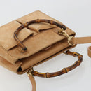 GUCCI Bamboo Hand Bag Suede 2way Beige Gold 000 1364 0316 Auth 181173-6