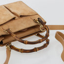 GUCCI Bamboo Hand Bag Suede 2way Beige Gold 000 1364 0316 Auth 181173-7