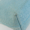 CELINE C Macadam Canvas Hand Bag Light Blue Gold Auth 181177-11