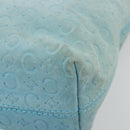 CELINE C Macadam Canvas Hand Bag Light Blue Gold Auth 181177-12
