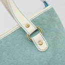 CELINE C Macadam Canvas Hand Bag Light Blue Gold Auth 181177-14