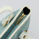 CELINE C Macadam Canvas Hand Bag Light Blue Gold Auth 181177-15
