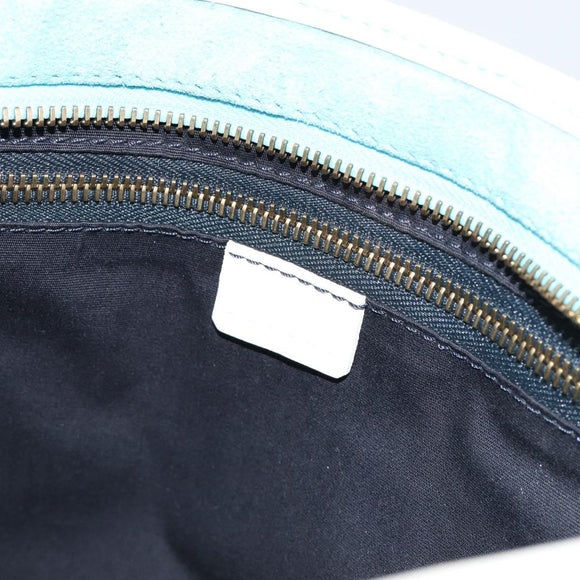 CELINE C Macadam Canvas Hand Bag Light Blue Gold Auth 181177