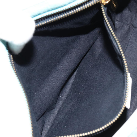 CELINE C Macadam Canvas Hand Bag Light Blue Gold Auth 181177