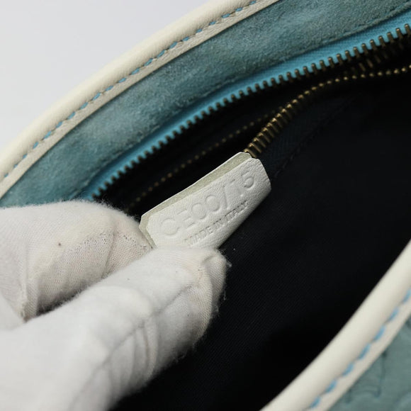 CELINE C Macadam Canvas Hand Bag Light Blue Gold Auth 181177
