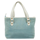 CELINE C Macadam Canvas Hand Bag Light Blue Gold Auth 181177-3