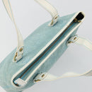 CELINE C Macadam Canvas Hand Bag Light Blue Gold Auth 181177-6