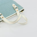 CELINE C Macadam Canvas Hand Bag Light Blue Gold Auth 181177-7