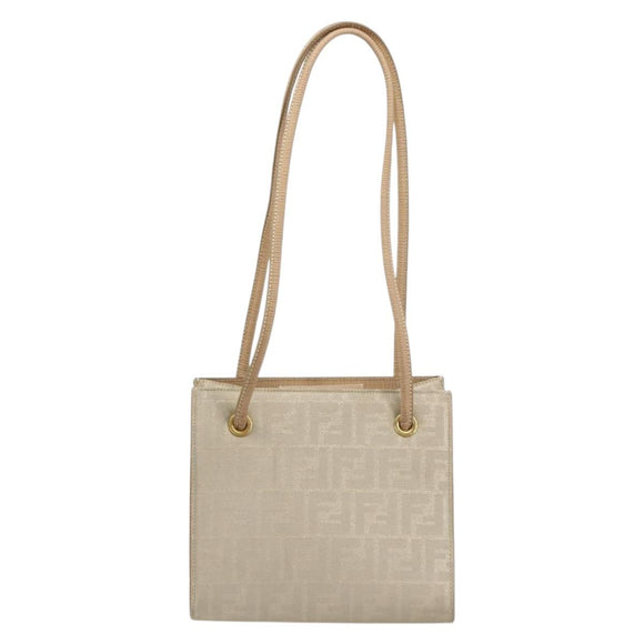 FENDI Zucca Canvas Tote Bag Beige Auth 181178