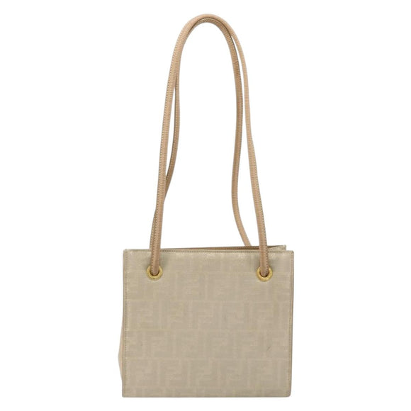 FENDI Zucca Canvas Tote Bag Beige Auth 181178