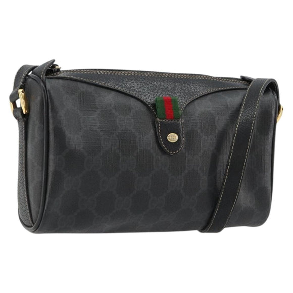 GUCCI GG Supreme Web Sherry Line Bag PVC Black Red 89 02 018 Auth 181179