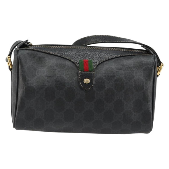GUCCI GG Supreme Web Sherry Line Bag PVC Black Red 89 02 018 Auth 181179