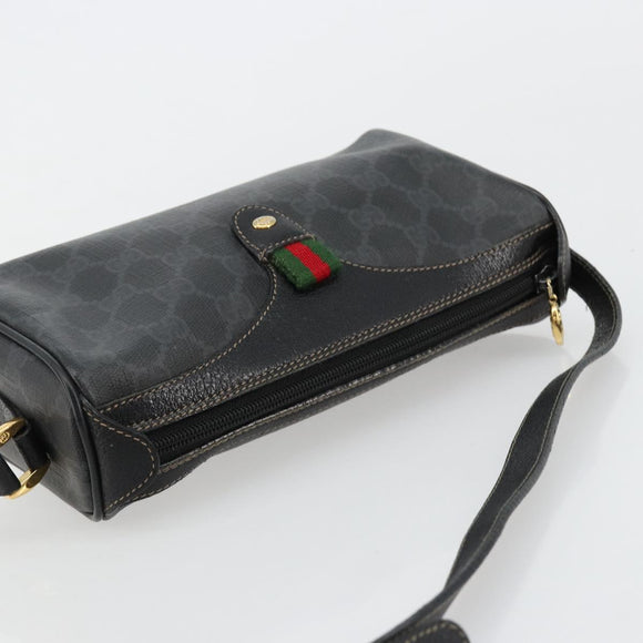 GUCCI GG Supreme Web Sherry Line Bag PVC Black Red 89 02 018 Auth 181179