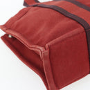 HERMES Fourre Tout PM Hand Bag Canvas Red Navy Silver Auth 181180-11