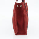 HERMES Fourre Tout PM Hand Bag Canvas Red Navy Silver Auth 181180-4